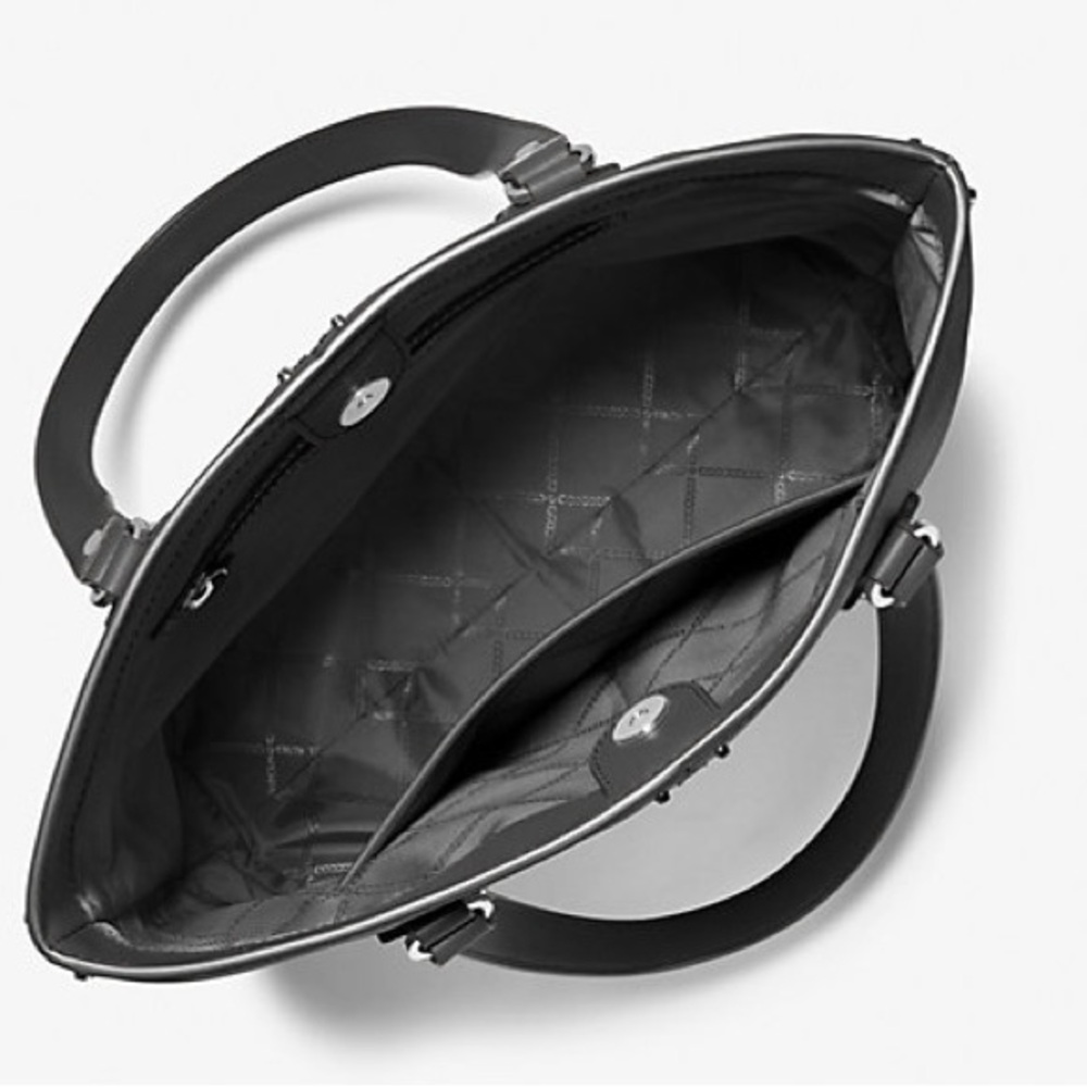 Michael Kors Astor Large Studded Leather Tote Bag Color Black ✨New With Tags - Picture 3 of 13